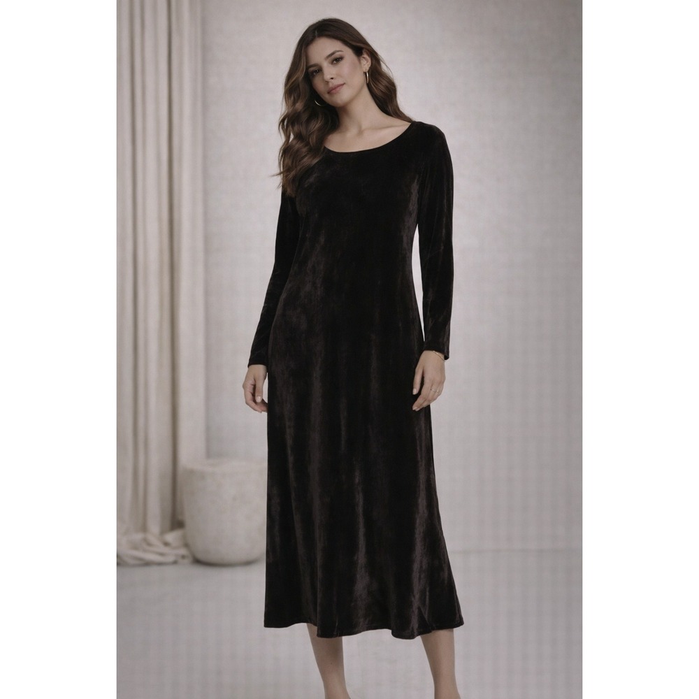 RUSS BERENS Velvet Midi Dress Gothic Whimsigoth Romantic‎ Chocolate Brown Sz S